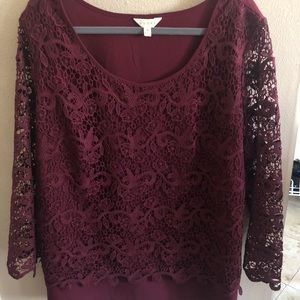 Burgundy lace blouse